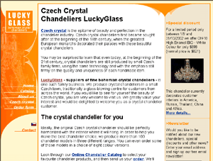 Visit the Lucky Glass Czech crystal chandeliers website starting with the localized English version